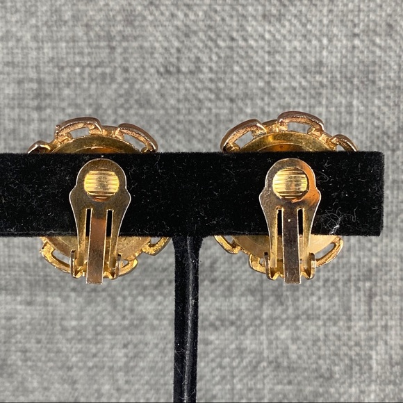 Vintage Gold/Copper Tone Chained Circles Clip Ons - Picture 3 of 6